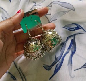 Oxidised Silver Plated Jhumka
