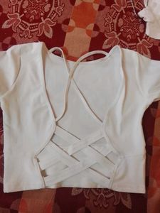 White Criss-Cross Back Crop Top