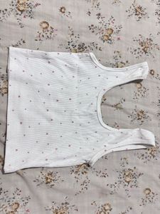 White Ribbed Tank Top with Pink Hearts