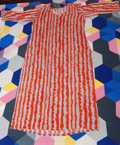 Orange Striped Casual Kurti