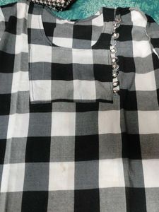 Black And White Checks Kurti