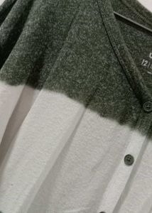 Green &amp; White Striped Tie-Front Top