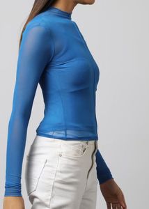 Turtle Neck Mesh Top With Adjustable Spaghett