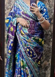 Stunning Multicolor Silk Blend Saree