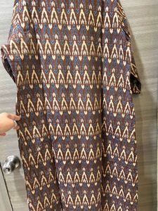 Brown Ikat Print Kurta with pants