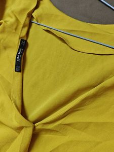 Mustard Dress with Ruffle Sleeves