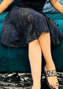 Sparkling Navy Blue Fit and Flare Dress