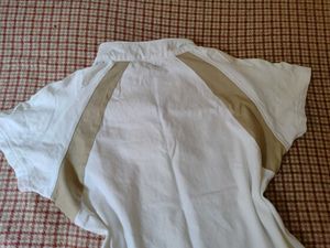 Adidas White &amp; Tan Athletic Top
