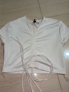 White Ruched Crop Top 30 to 34 can adjust