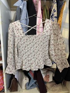 Floral Smocked Square Neck Top