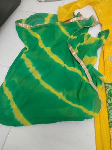 Yellow Kurta with Green Border