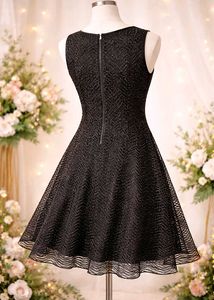 Sparkly Black Sleeveless A-line Dress