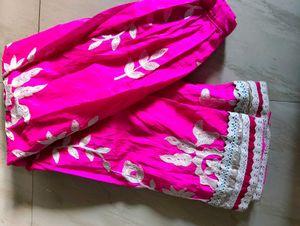 Vibrant Pink floral Embroidered Skirt
