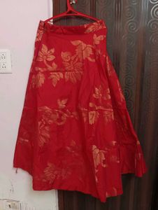 L size Red Ethnic lehanga with Gold Floral Print
