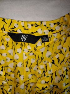 Bright Yellow Floral V-Neck Top