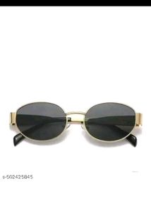 Oval Sunglasses - Gold Frame, Black Lenses