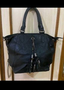 Stylish Black Faux Leather Handbag
