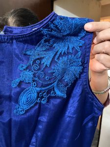 Elegant Blue Embroidered Dress