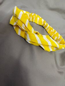 Yellow &amp; White Striped Knot Headband