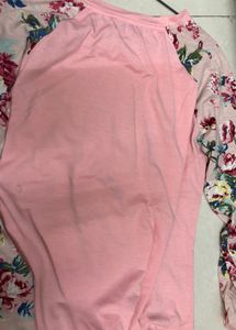 Floral Sleeve Pink Top