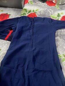 Embroidered Navy Blue Kurta