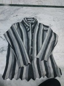Striped Long Sleeve Button-Up sweater