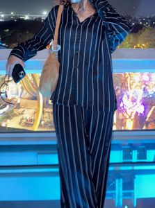 Pinstripe Button-Up Shirt & Pants Set