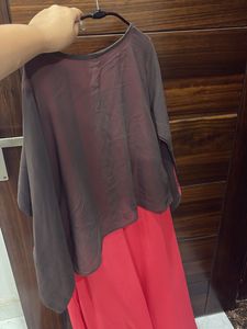 Embroidered Kurta Set with Red Skirt