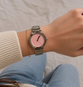 FASTRACK Stylish Pink Dial Metal Watch