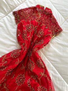 red gold mini midi cheongsam qipao