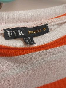 Orange &amp; White Striped Cropped Top