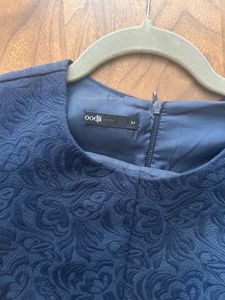 Classic Navy Blue Textured Dress