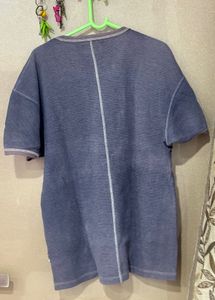 Jack &amp; Jones Blue Textured drop shoulder T-Shirt