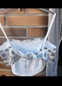 White Paisley Crop Top