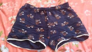 Navy Floral Print Shorts