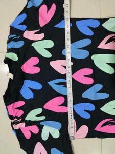 Cute Heart Print Black T-Shirt