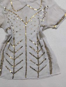 VINTAGE Gold Sequin Sheer Blouse –Y2k