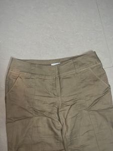 Beige Bootcut Trousers