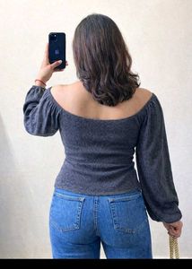 Stylish Gray Ruched Top