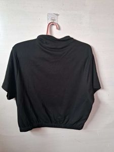 Black Cropped Polo Shirt