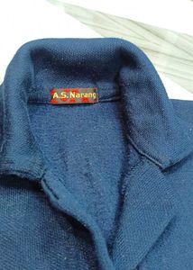 Woolen Blazer Coat Women Navy Blue Long Sweater
