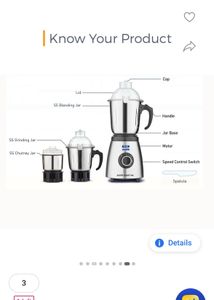 Kent Mixer Grinder Unused With 3 Jars