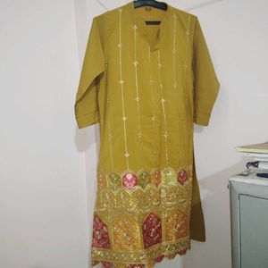 Embroidered Mustard Yellow Kurta set