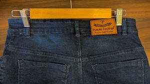 Purple Feather Denim Skirt (M)