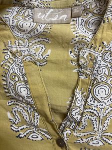 XS Stylish Mustard Yellow Printed Kurta