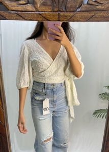Textured Wrap Top