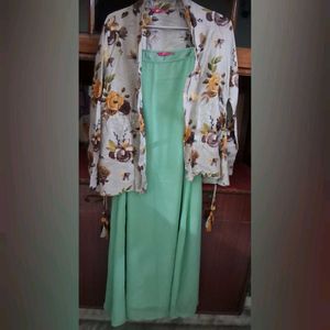 Floral Print Jacket with  spegitty Kurta