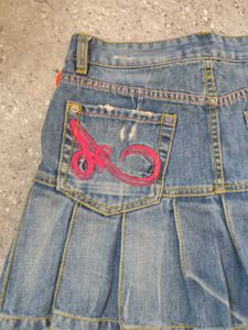 Distressed Denim Mini Skirt