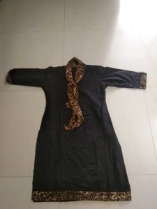 Chic Leopard Print Scarf kurti