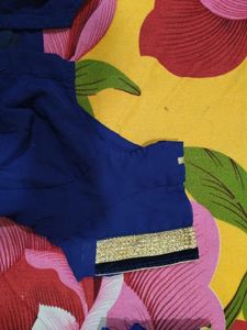 Elegant Royal blue net saree golden embroidery